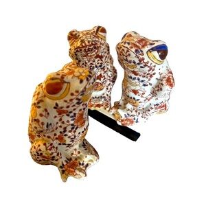 3 Antique Imari Frogs Vintage Art Triplets Signed Zhenya Zangwan
